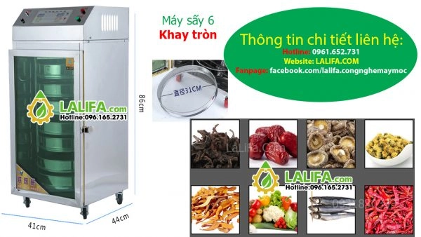 máy sấy tủ sấy nông sản dược liệu 6 khay tròn