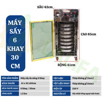 máy sấy tủ sấy 6 khay tròn đường kính khay 30cm