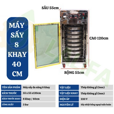 máy sấy tủ sấy 8 khay tròn đường kính khay 40cm